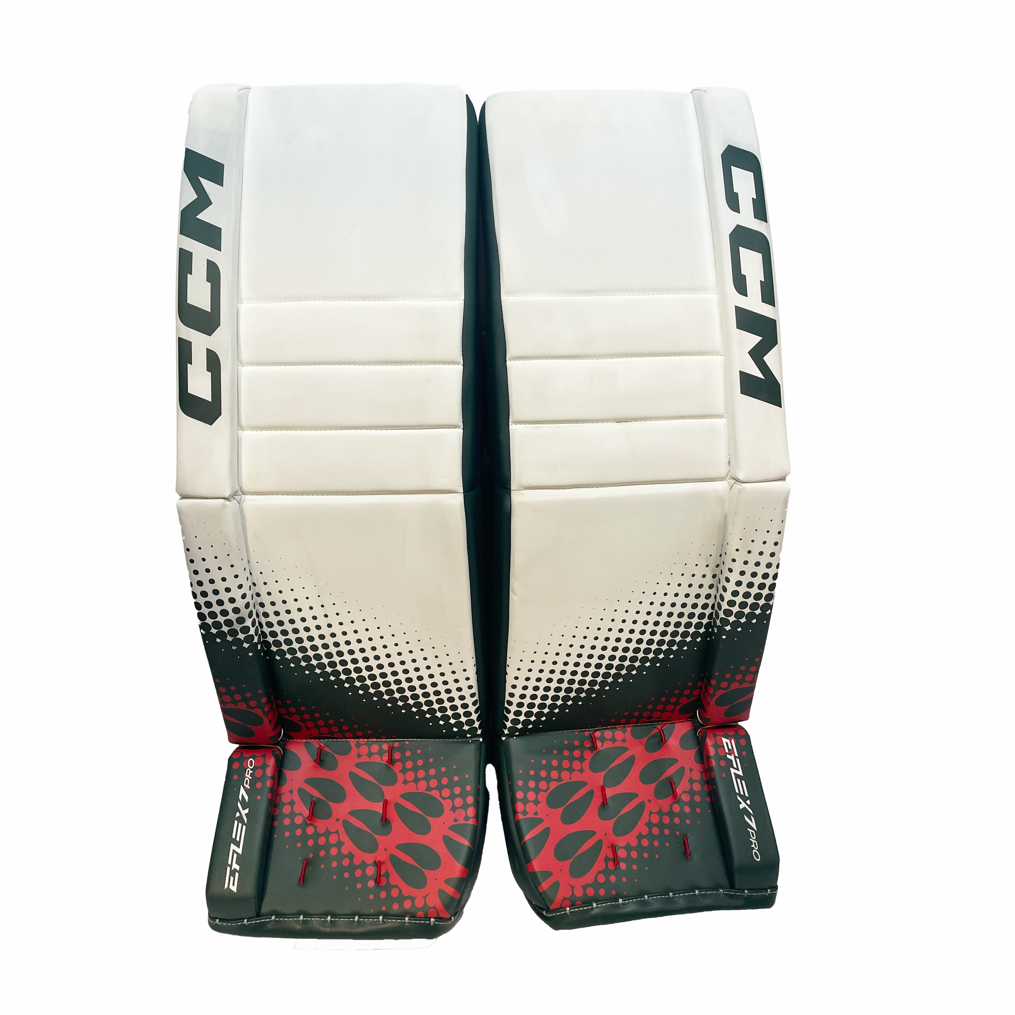 CCM Extreme Flex 7 Pro - CHL Pro Stock Goalie Pads (White/Red/Green)
